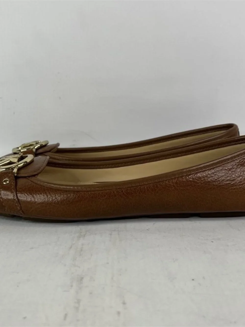 Michael Kors Women Fulton Studded Logo Moccasin Brown Shoes 7.5